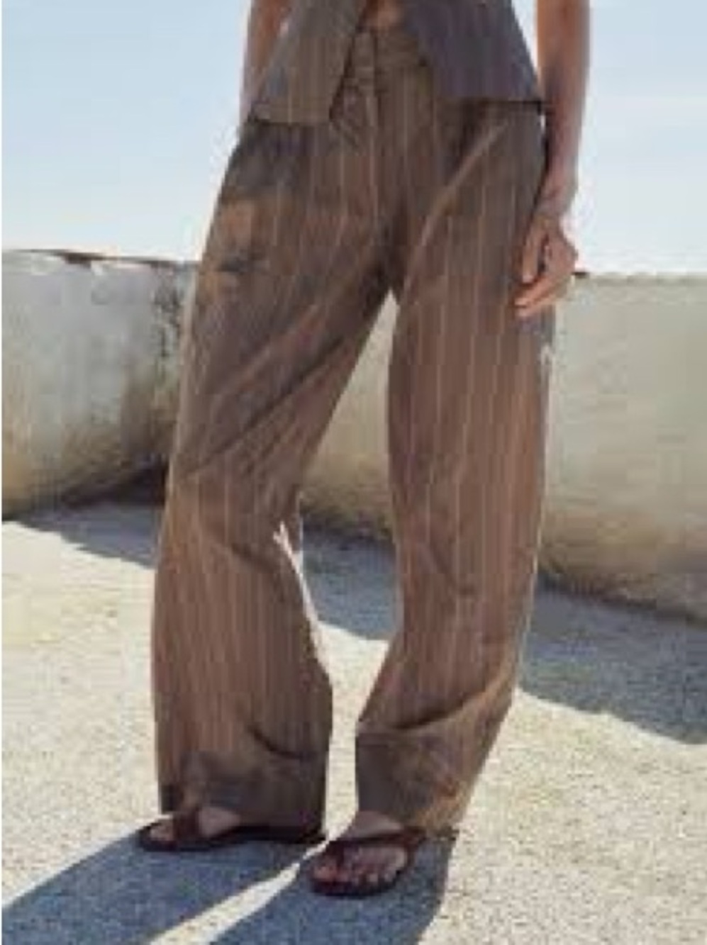 Piazza Sempione Brown Pinstripe Wide-Leg Trousers
